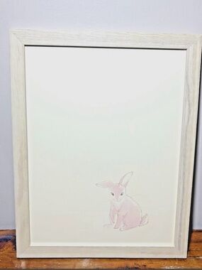 Restoration Hardware Baby Child Watercolor print rabbit framed art 20 x 15.5 in